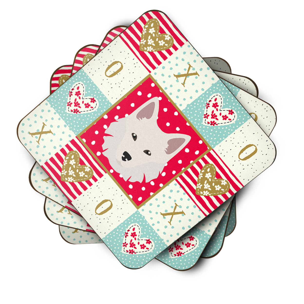 Danish Spitz Love Foam Coaster Set of 4
