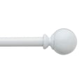 thumbnail image 1 of Urbanest Ball Adjustable Single Drapery Curtain Rod Set with 24 Rings, 5/8", 84"-120", Glossy White, 1 of 5