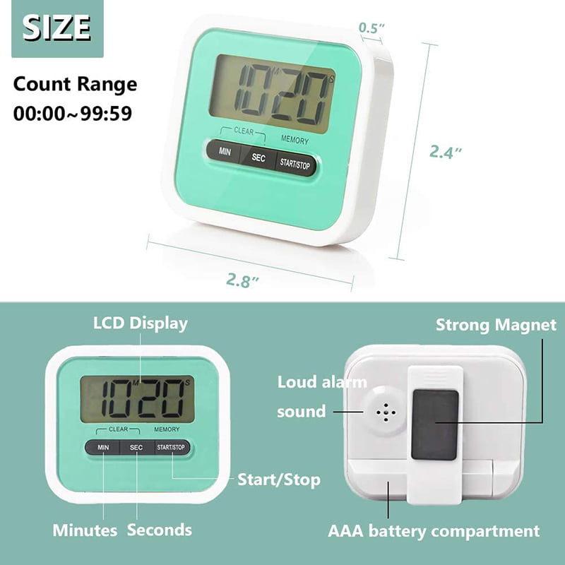 100 Minutes Electronic Positive Count and Countdown Timing Blue + Pink Kitchen Timer,Digital Kitchen Timer with Large LCD Display Memory Function and Stand for Cooking Siesta Study Exercise Etc