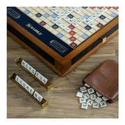 WS Game Company Scrabble Trophy Luxury Edition with Rotating Wooden Game Board