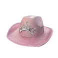 thumbnail image 4 of Sombrero de vaquero de lujo Gorra de estilo occidental Ropa Decoración de estilo retro Vestido parpadeante Disfraz de Cosplay Mujeres Hombres Rosado Fernando Sombrero de vaquero, 4 of 6