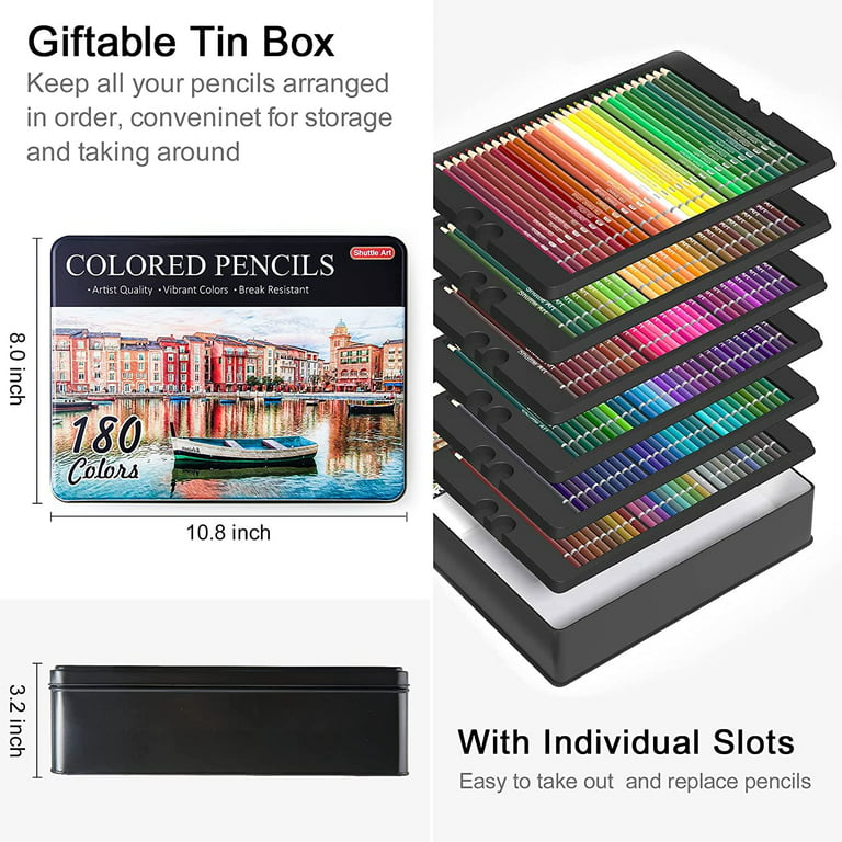 180-Color Colored Pencils for Adult Coloring Books Artist