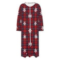 thumbnail image 3 of Womens Christmas Nightgowns Long Sleeve Xmas Plaid Bathrobe Zipper Front Housecoats Split Holiday Sleepwear Red, XXL, 3 of 7