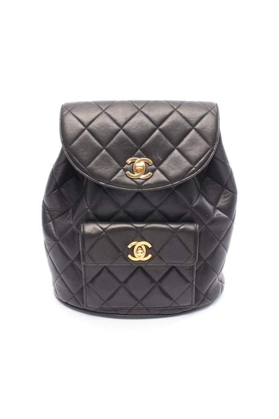 Pre-Owned CHANEL Matelasse Backpack Bag in Lambskin Leather for Women, Black (Good)