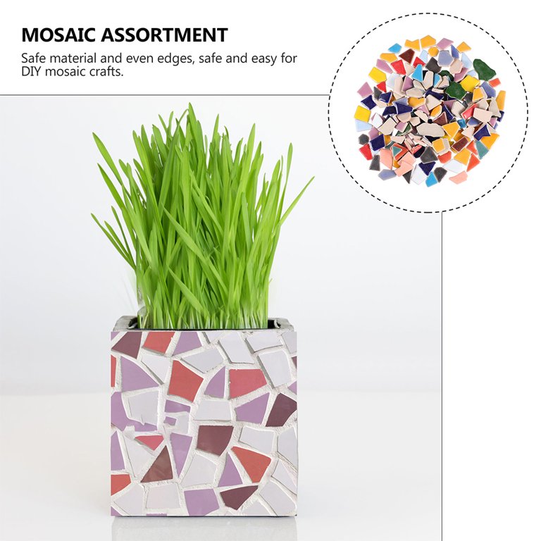 EDFLIFE Ceramic Mosaic Tiles for Crafts, 7oz Assorted Colors Mosaic Tiles  Ceramic for Art Supplies, Mosaic Making Kit for DIY Hobbies Children