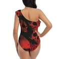 thumbnail image 5 of Honeii Red And Black Abstract Skull for women's one-piece swimsuit featuring a chic one-shoulder design experience elegance and style in the water-X-Large, 5 of 6