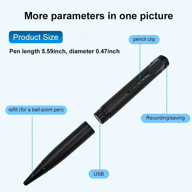 64GB Noise Reduction Voice Recorder, One-click & Segmented Recording, Rechargeable, Compact Design, Computer Compatible for Meetings, Lectures, Offices