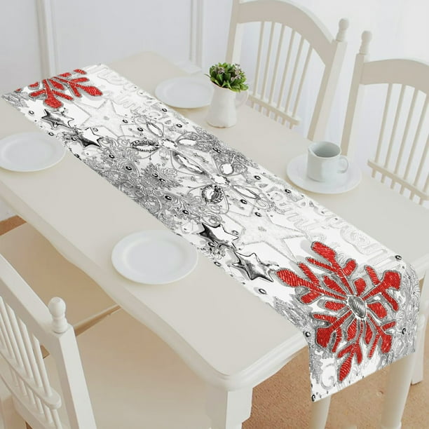 ABPHQTO Christmas Ornament Table Runner Placemat Tablecloth For Home