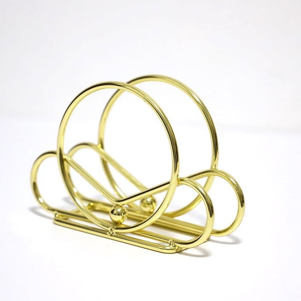Xiao Hua Servilletero de metal de diseño simple, vertical y decorativo, para la mesa de la cocina, dorado.
