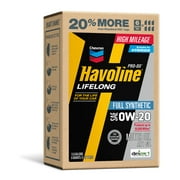 Chevron Havoline Lifelong 0W-20 Full Synthetic Motor Oil, 6 Quarts (Smart Change Box)