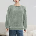 thumbnail image 2 of Kaemgyyd Long Sleeve Tops for Women Fleece Fuzzy Winter Warm Sweatshirts Soft Solid Crewneck Pullover Loungewear, 2 of 4