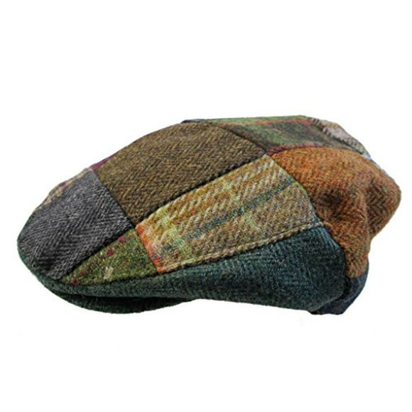 Biddy Murphy Irish Hats for Men Men's Flat Irish Hat Patchwork 100% Wool Made in Ireland Large Multicolor