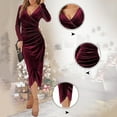 thumbnail image 4 of Knit Dress Ladies Sexy Dress Long Sleeve Sweater Dress Tight Wrap V Neck Party Dress Bodycon Evening Dress Clubwear Pencil Dress Knit Dresses Tunic Dress For Autumn Winter L, 4 of 5