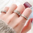 thumbnail image 4 of Anillo de acero inoxidable de circón cuadrado de doble fila de Color oro rosa de lujo para mujer, joyería para fiesta y boda romántica para mujer, 4 of 5