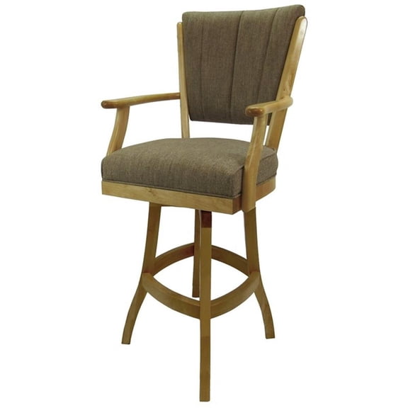 Classic Extra Tall 34" Wood Bar Stool - Basin Beige Fabric - Natural Frame