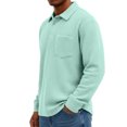 thumbnail image 4 of Lumtrix Waffle Long Sleeve Polo Shirts for Men Big and Tall Golf Shirt Casual Collared Button Down T Shirts Knit Tops With Pocket Light Green 4XL, 4 of 5