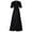 a-Black14240, variant on Women's Carnival Solid Color Satin Wrap Maxi Dress Short Puff Sleeve V Neck Tie Waist Flowy Elegant Dress For Wedding Party Formal Event Trendy Dress