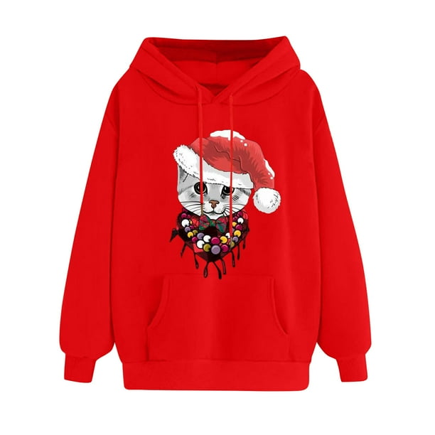 Sudaderas Con Capucha de Navidad Para Mujer, Suéter Informal Con