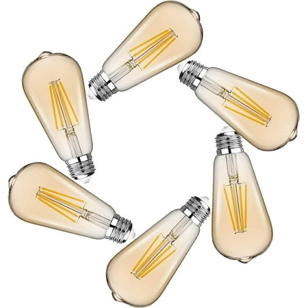 

6-Pack Energy Saving LED Edison Bulbs Household Amber E26 Base 40w Vintage Edison Bulb Retro Bulb 2700K Non Dimmable Antique Nostalgic ST64 Decorative Lightbulbs