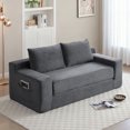 thumbnail image 2 of HAIXIAO 2 in 1 Versatile Foldable Couch Bed in Velvet - High-Density Foam Loveseat with Storage Pockets, for Apartment Office Living Room, No Assembly, Grey, 2 of 11