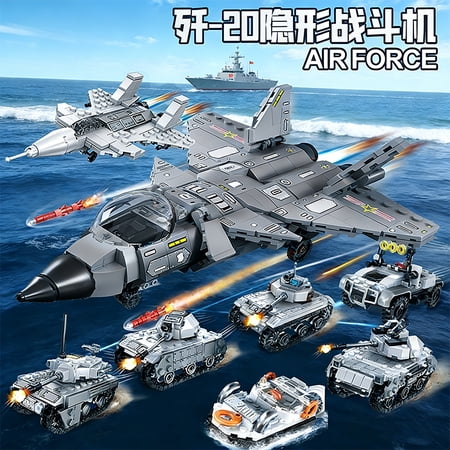 15in1 Air Force Building Blocks J20 Fighter Building Blocks DIY Aircraft Building Blocks Children Toys Christmas Holiday Gift