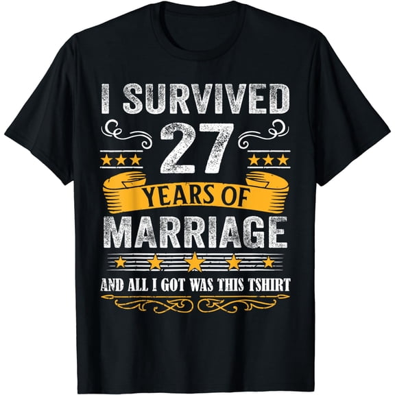 27th Wedding Anniversary shirt Couples Husband Wife 27 Years T-Shirt