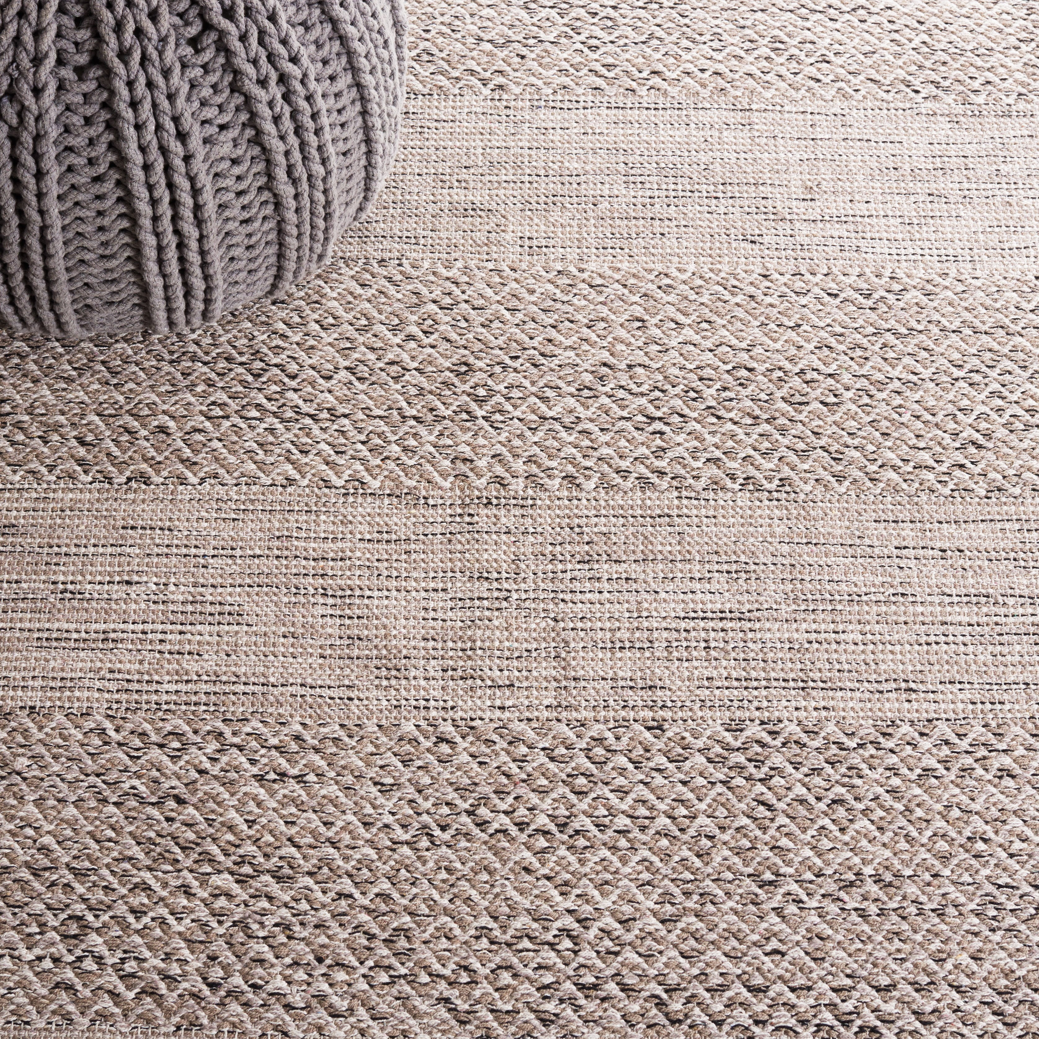 SAFAVIEH Montauk Karlene Geometric Cotton Area Rug, Ivory/Steel Grey, 10' x 10' Square
