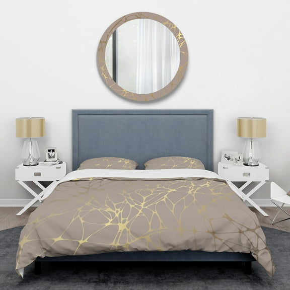 Designart 'Golden Marble Design II' Mid-Century Modern Duvet Cover Set
