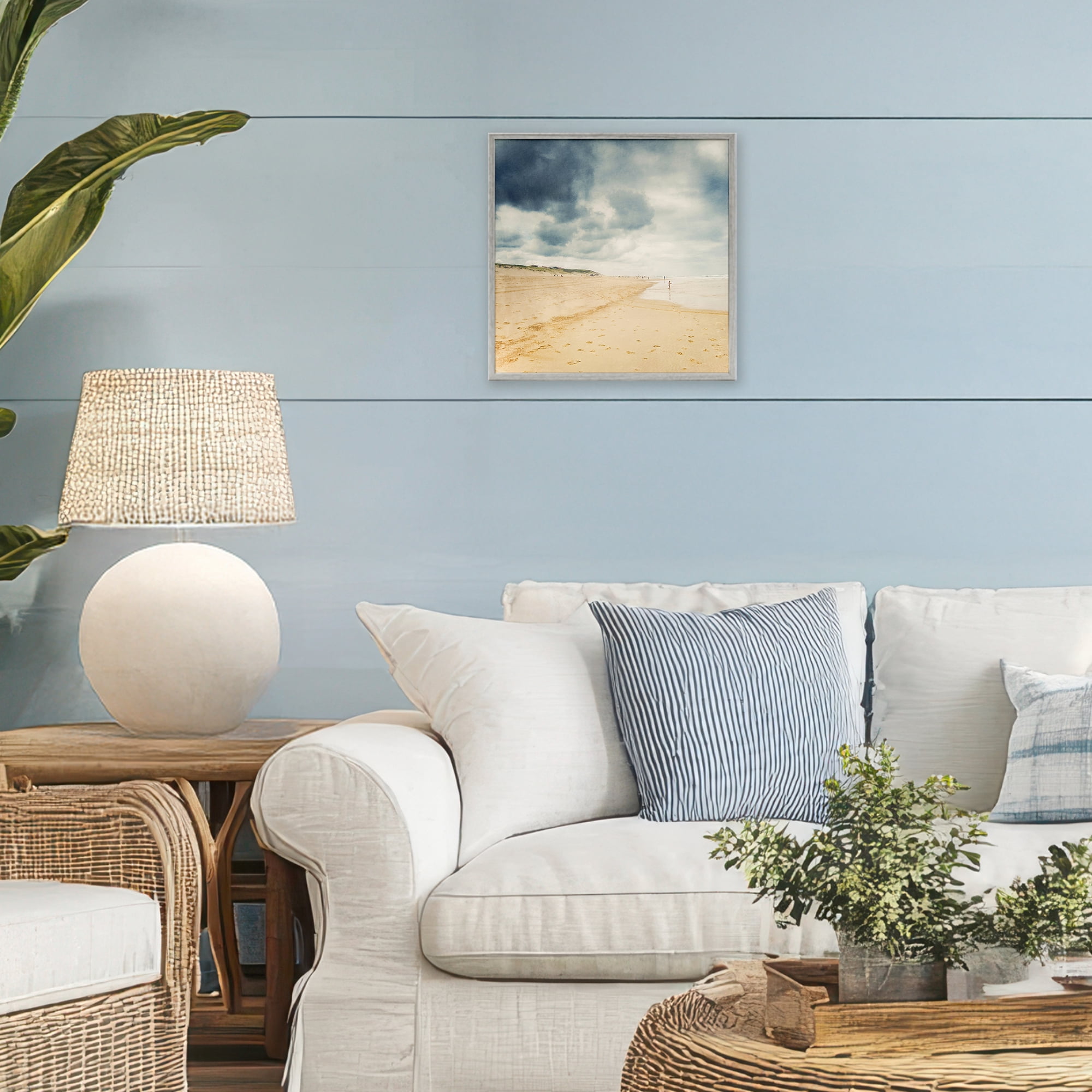 Stupell Industries Beach On A Cloudy Day Gray Framed Giclee Art, design by Dirk Wüstenhagen