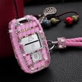 thumbnail image 3 of Seitruly Funda portátil para llave de coche, soporte de almacenamiento, organizador de llavero de diamantes de imitación con decoración de cordón, Teléfono y Comunicación Rosado, 3 of 6