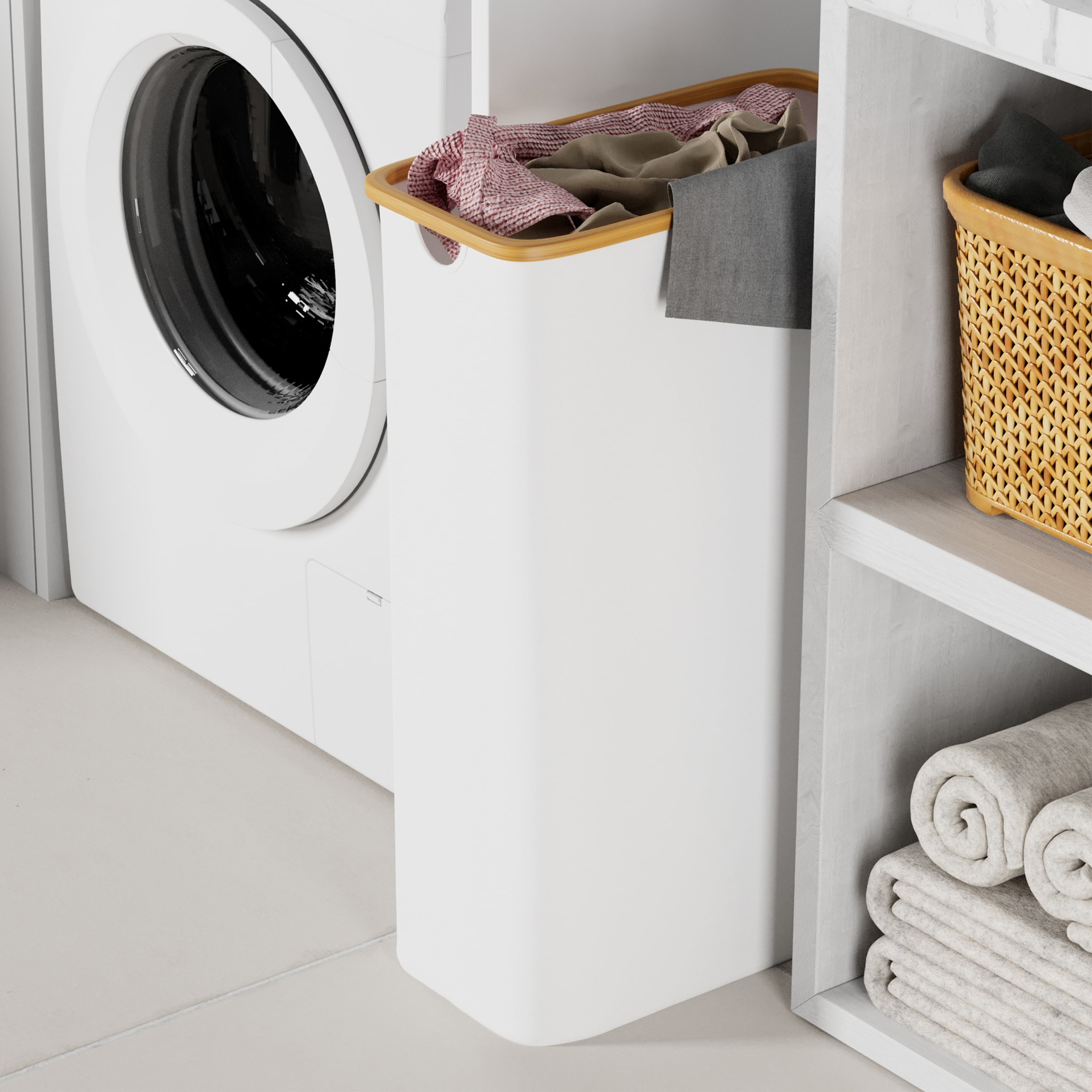 Tooloton 60L Large Laundry Hamper, White