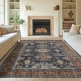 thumbnail image 3 of Garvee 5'x7' Vintage Area Rug Medallion Rugs, Washable Rug Oriental Traditional Distressed Rug, Non-Slip Farmhouse Indoor Carpet for Bedroom Living Room Home Office, Blue and Orange, 3 of 9