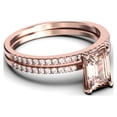 thumbnail image 2 of Art Deco 2.00 Carat Emerald Cut Morganite And Diamond Moissanite Engagement Ring Set, Wedding Ring In 10K Solid Rose Gold, Feminine Gift, Promise Ring, Anniversary Gift, 2 of 3