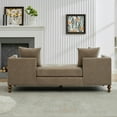 thumbnail image 5 of 75.2'' Wide Upholstered Chaise Lounge Indoor with Nailheads,Chenille Sleeper Sofa Couch With 4 Throw Pillows&2 Bolsters,Daybed with Rubberwood Legs For Living Room,Bedroom, Apartment,Guestroom,Taupe, 5 of 9