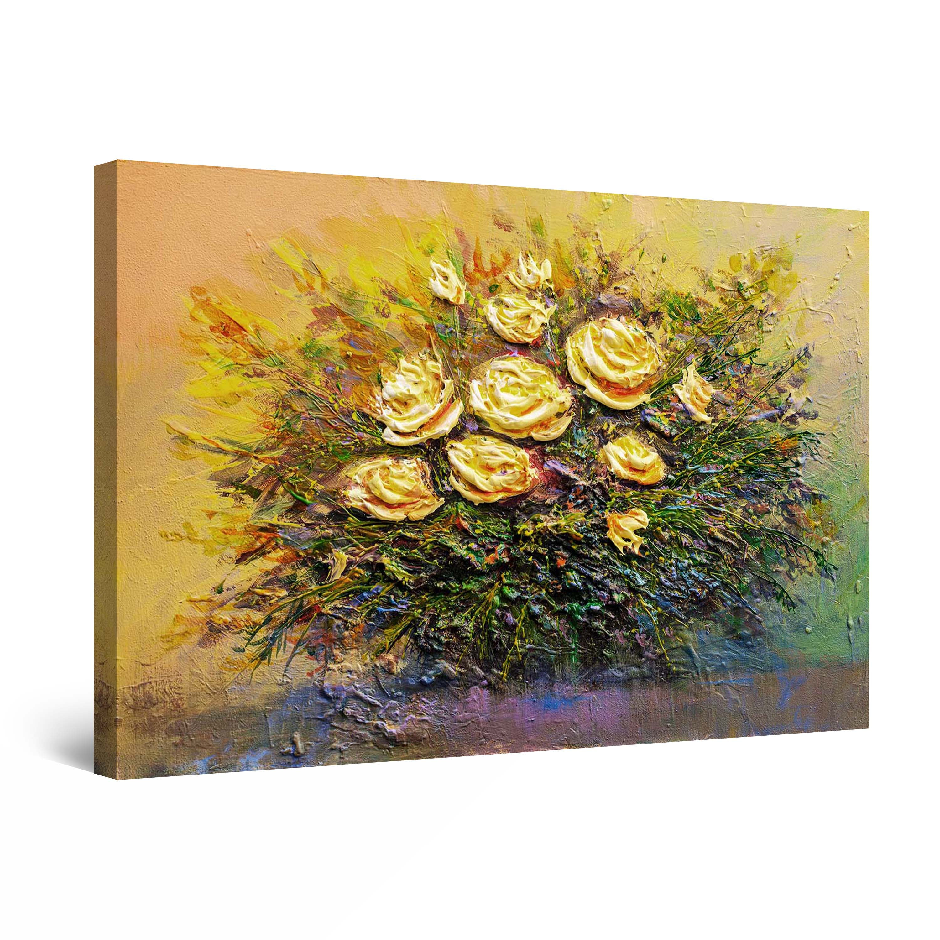 Startonight Canvas Wall Art Abstract Yellow Roses Jealousy Symbol