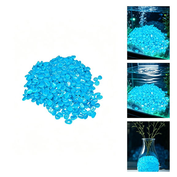 50 Pack Blue Glow in The Dark Stone Aquarium Bottom Sand Scenery Decorative Pebble for Fish Tank Garden Water Landscape Decoration