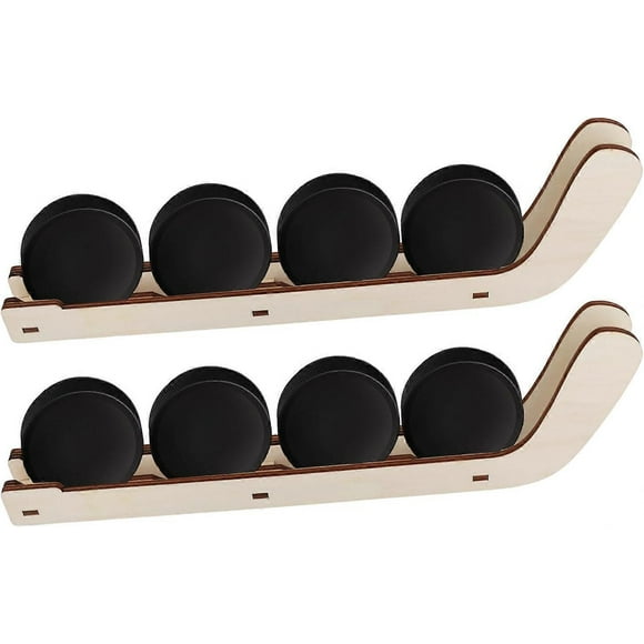 2pcs Hockey Puck Display Cases, Wooden Hockey Puck Wall Mount Holder Hockey Puck