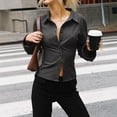 thumbnail image 4 of ZenCart Women Shirt Lapel Long Sleeve Striped Print Shirt Buttons Placket Slim Fit Versatile Tops Daily Wear, 4 of 8