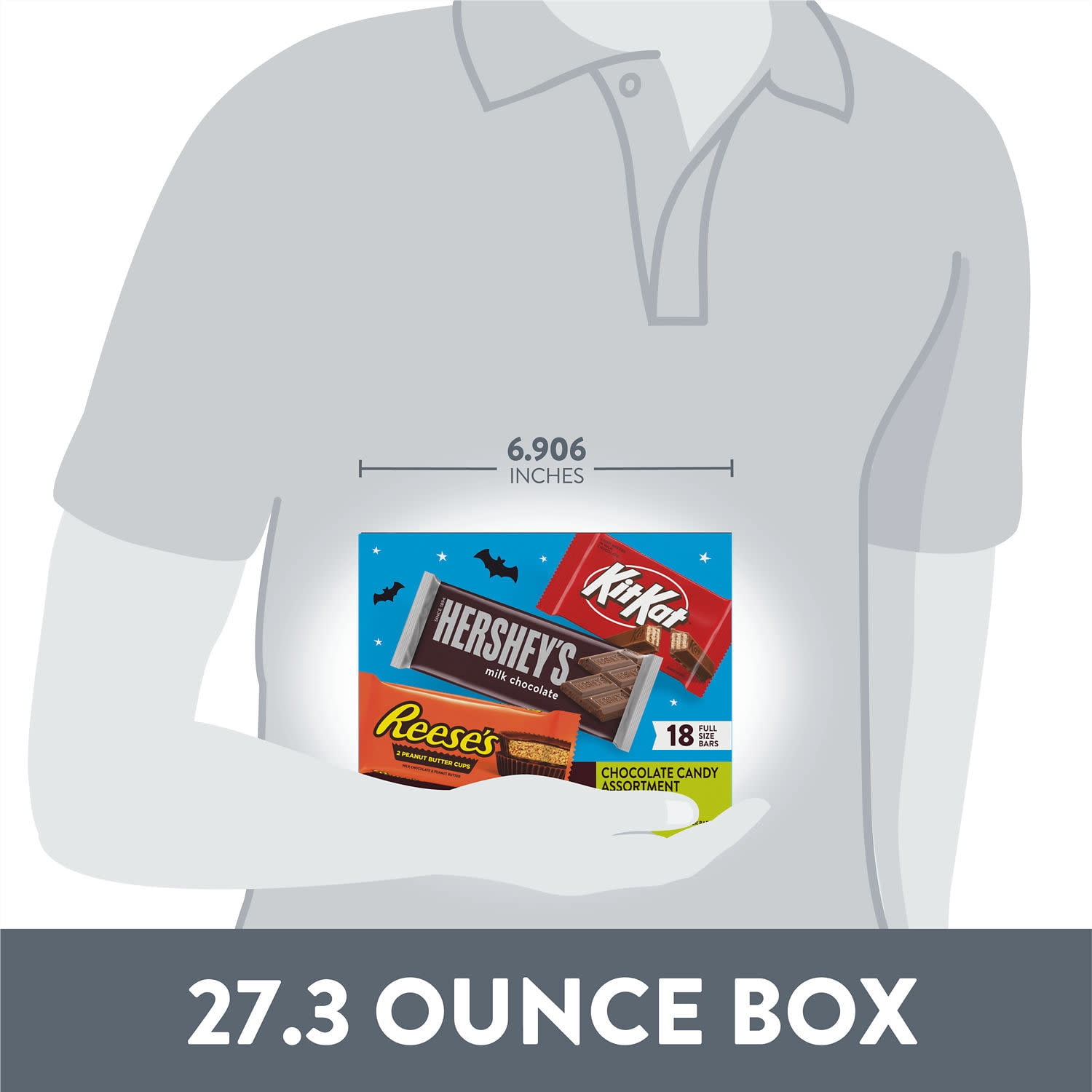 HERSHEY'S, KIT KAT® and REESE'S Assorted Milk Chocolate, Halloween Candy Bulk Box, 27.3 oz (18 Count)