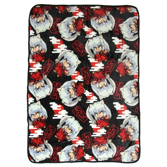 Inuyasha Anime Allover Chibi Character Soft Plush Fleece Throw Blanket 45" x 60"