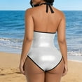 thumbnail image 4 of Edvintorg Halter Swimsuits for Women V Neck Monokini One Piece Bathing Suit Tummy Control Modest Swimwear, 4 of 7