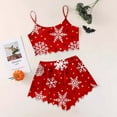 thumbnail image 2 of Christmas Pajamas Women's Christmas Snowflake Print Sleeveless Top & Shorts Pajama Set Cozy 2 Piece Wear, 2 of 4