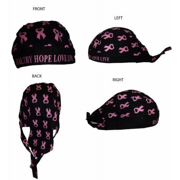 Breast Cancer Healthy Hope Love Live Pink Ribbon Doo Rag Skull Cap Head Wrap