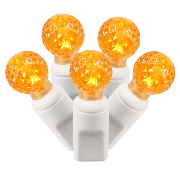 Vickerman 50 Orange G12 LED Light on White Wire, 25' Christmas Single Mold Light Strand