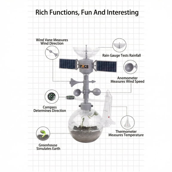 Space Weather Station Water Cycle Simulation Learning Kit-Climate Change, Global Warming, Lab - Educational Gift for Girls & Boys