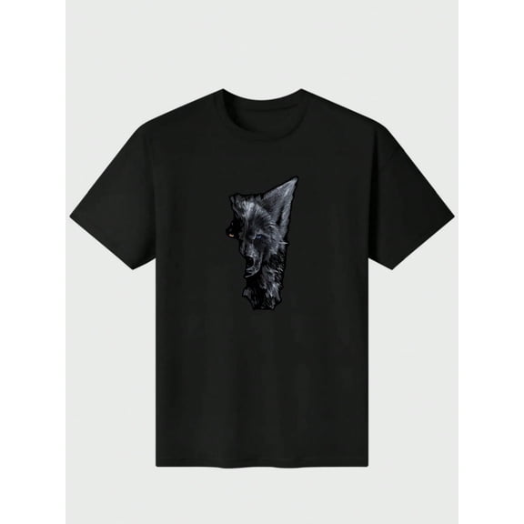 White Claw Wolf Fun T-shirt Casual Digital Print 220g Pure Heavy 100% Cotton T Shirt 100% Cotton