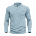 thumbnail image 4 of VgaVtl Cotton Men Long Sleeve T Shirts for Men Fall Winter Plain Casual Vintage Mens Clothes Shirts Button with Pocket Henley, 4 of 8