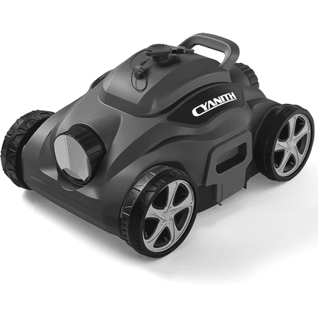 Cyanith MF-PC01 Cordless Robotic Pool Cleaner, 110-Min Runtime, Self-Parking, for Above-Ground & Flat-Bottom Inground Pools up to 1026 sq ft, Gray