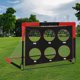 thumbnail image 1 of Portería de fútbol para jardín, equipo de entrenamiento para niños, regalo versátil para niños con bolsa de almacenamiento, portería de fútbol para 6 agujeros rojo negro, 1 of 8