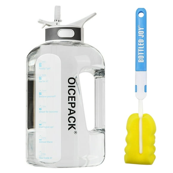 1 Gallon Sports Water Bottle with Motivational Time Mark & Straw BPA Free Leak proof Hydration Drinking Kettle Fitness Sport Water Jug for Camping Workouts Cycling Running Outdoor Sport